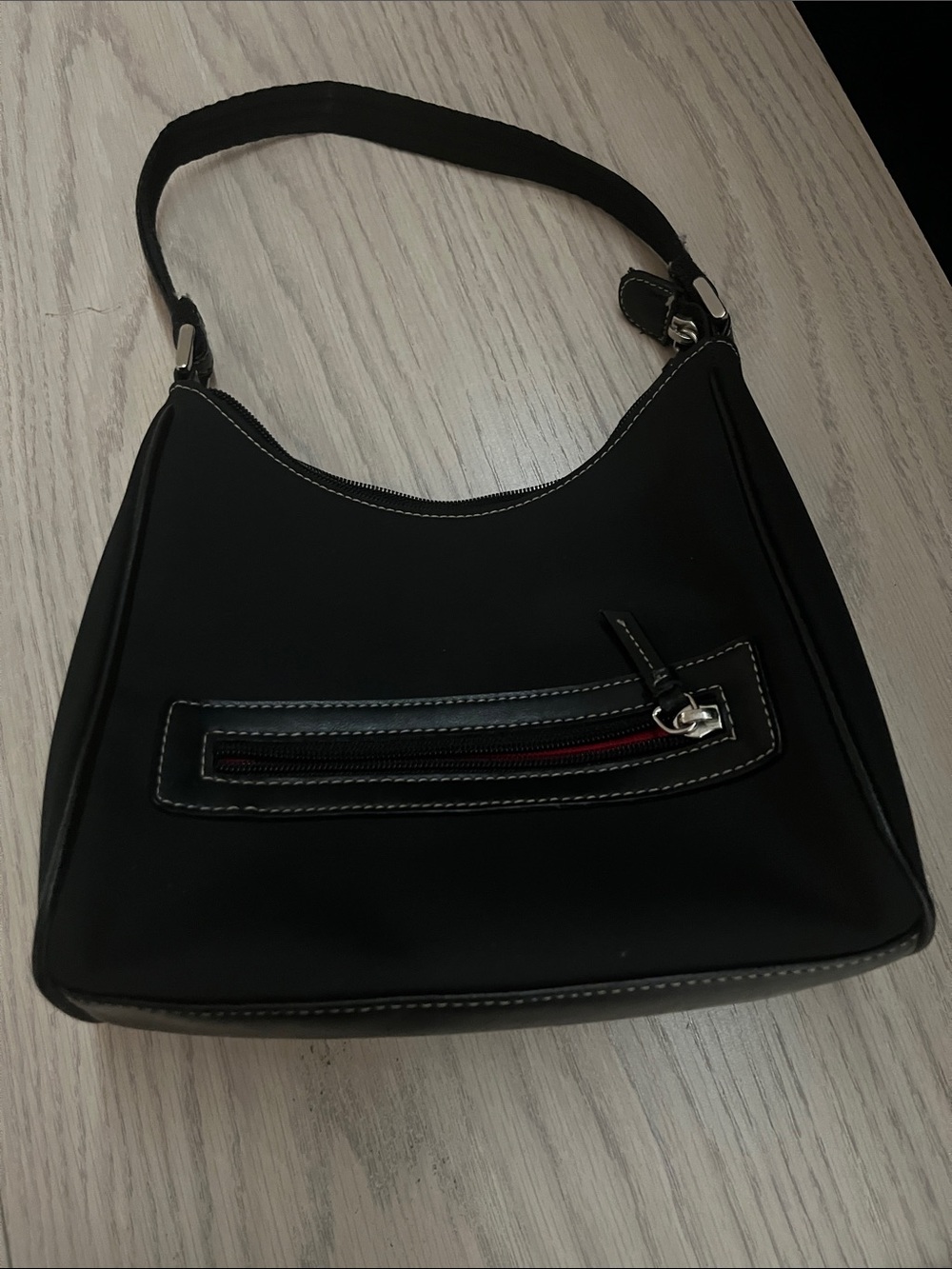 Liz Claiborne Black small Shoulder Bag with Front Zip Detail